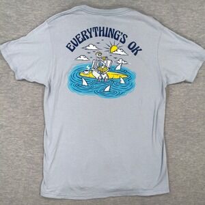 LCM International Mens Everything's OK Skeleton Surfing Graphic T-Shirt Blue M